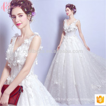 Alibaba sur mesure à la robe de spaghetti V-neck fille de robe de mariée blanche pour la robe de mariée